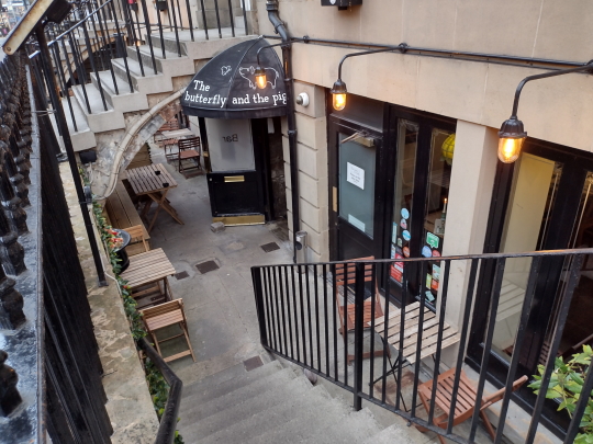 Photograph of The Butterfly and the Pig in Glasgow.